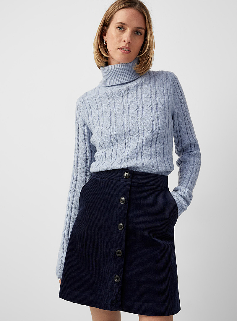 Contemporaine: La jupe boutonnée velours côtelé Bleu foncé pour femme
