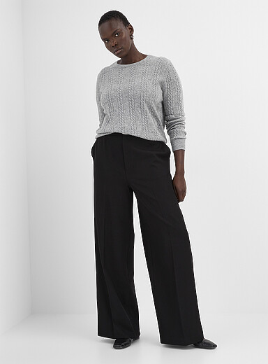 Le pantalon fluide &eacute;pur&eacute; <b>Coupe : jambe large, taille tr&egrave;s haute</b>
