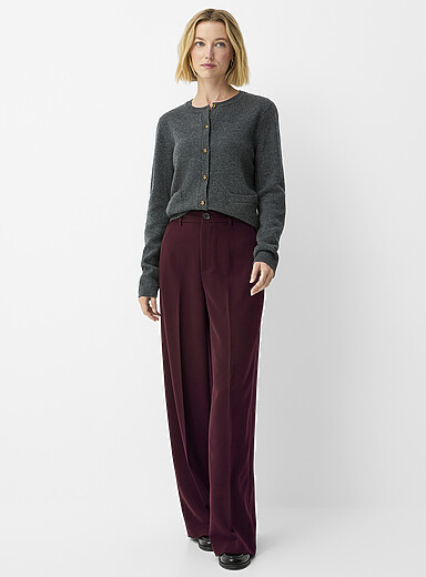 Contemporaine Burgundy Sleek flowy pant <b>Fit: Wide leg, super high rise</b> for women