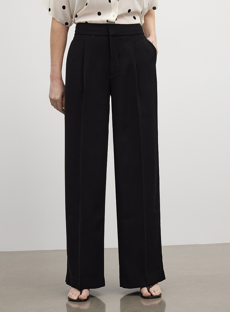Contemporaine: Le pantalon soyeux &agrave; plis <b>Coupe : jambe large, taille haute</b> Jaune ma&iuml;s - Vanille pour femme