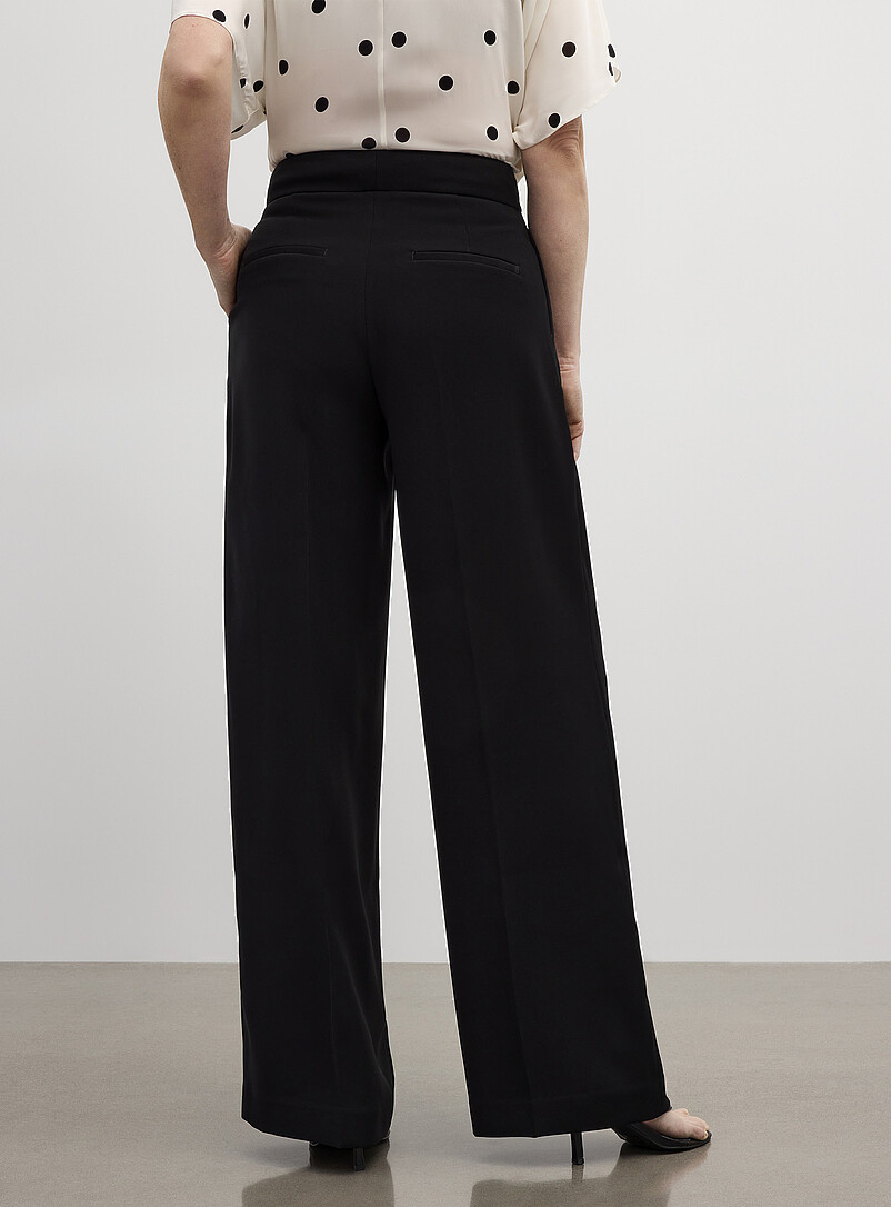 Contemporaine Corn/Vanilla Yellow Silky pleated pant <b>Fit: Wide leg, high rise</b> for women