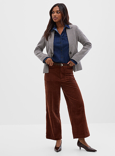 Corduroy cropped pant <b>Fit: Wide leg, high rise</b>