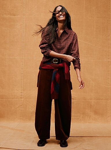 Corduroy barrel pant <b>Fit: Barrel leg, high rise</b>