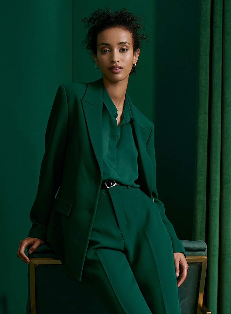 Golden-button stretch crepe blazer 