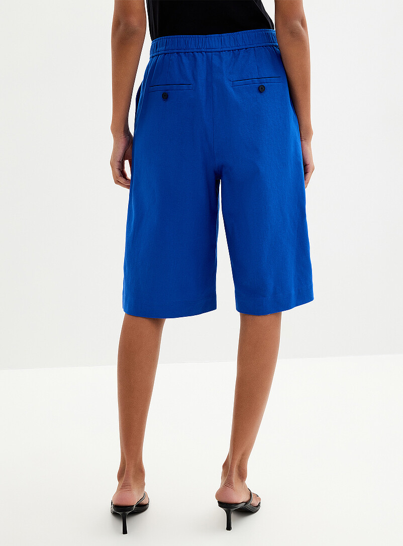 Elastic waist linen-cotton Bermuda shorts Fit: Wide leg, high rise product image 3
