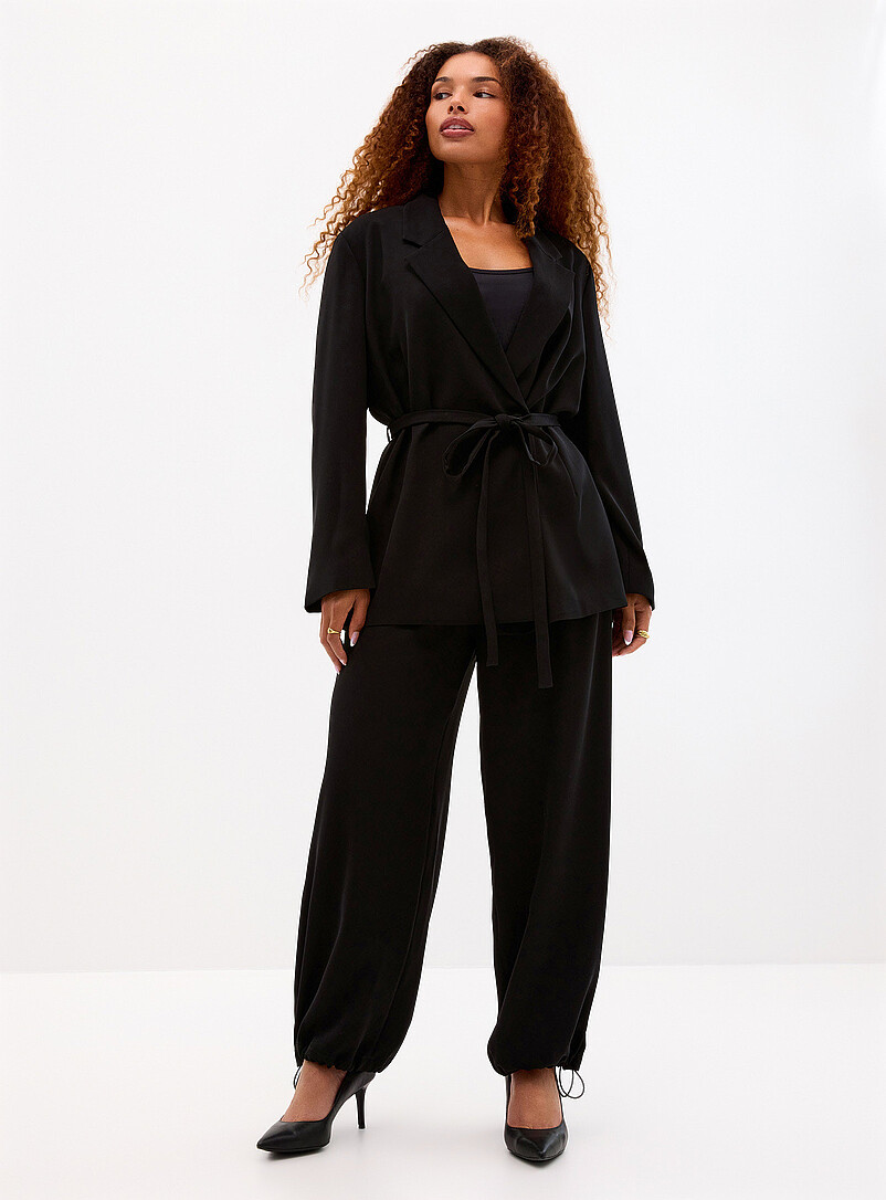 Flowy tie-belt blazer Fit: Ultra-wide leg, mid rise product image 2
