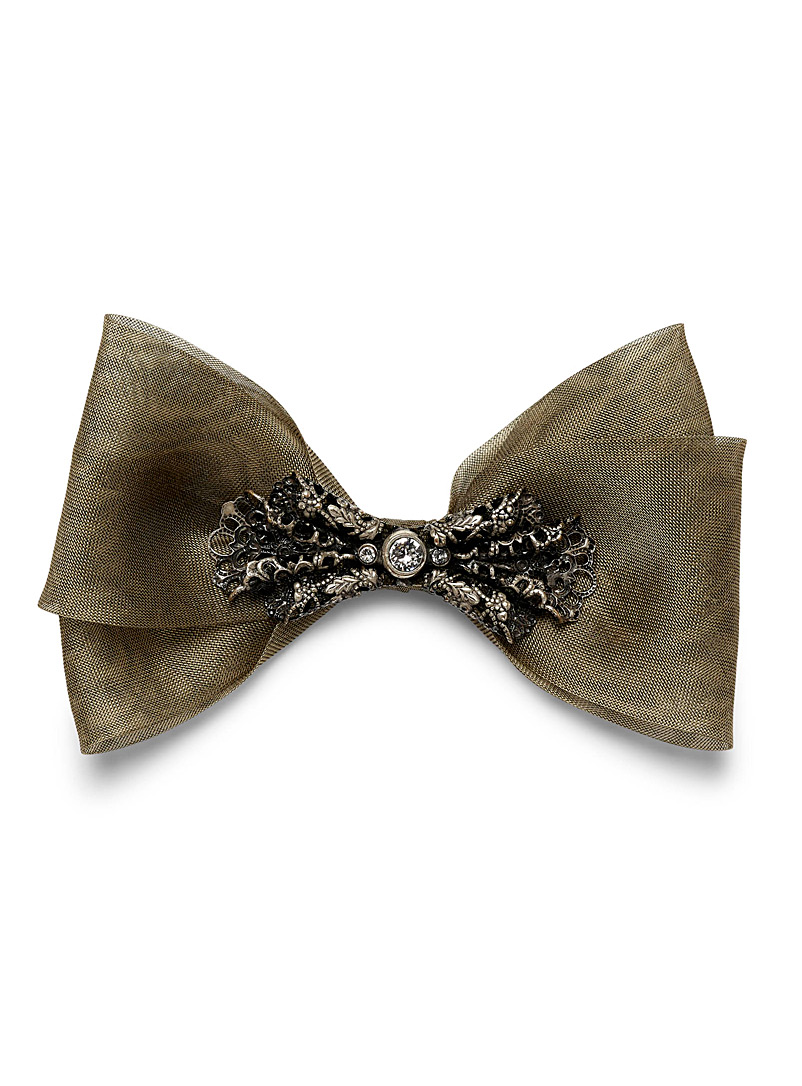 Mani del Sud Mossy Green Jewel lace on tulle bow tie for men