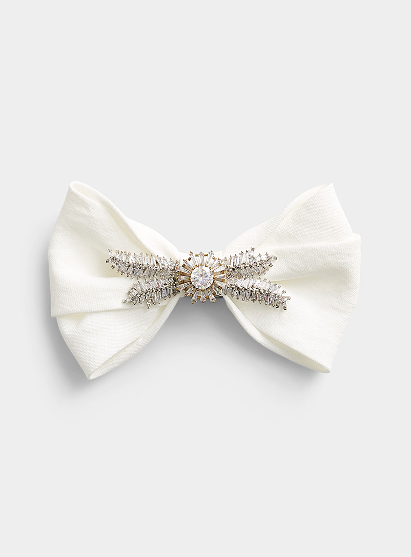 Mani del Sud White Shiny leaf white bow tie for men