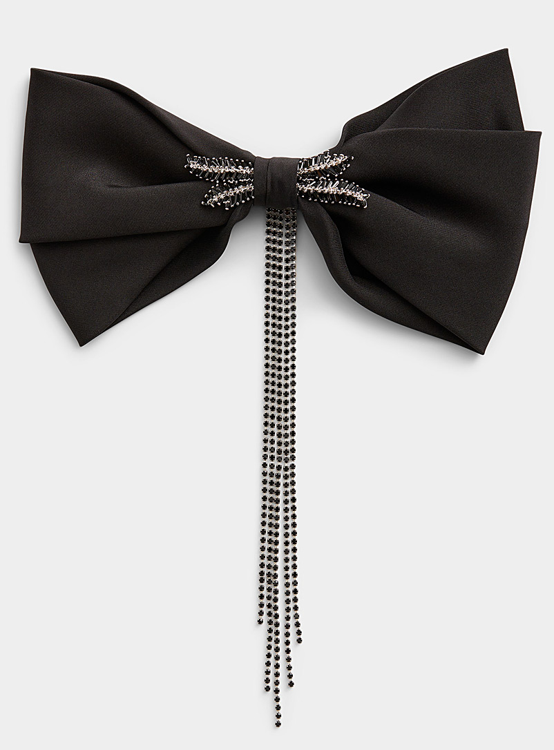 Mani del Sud Black Cascading crystal butterfly bow tie for men