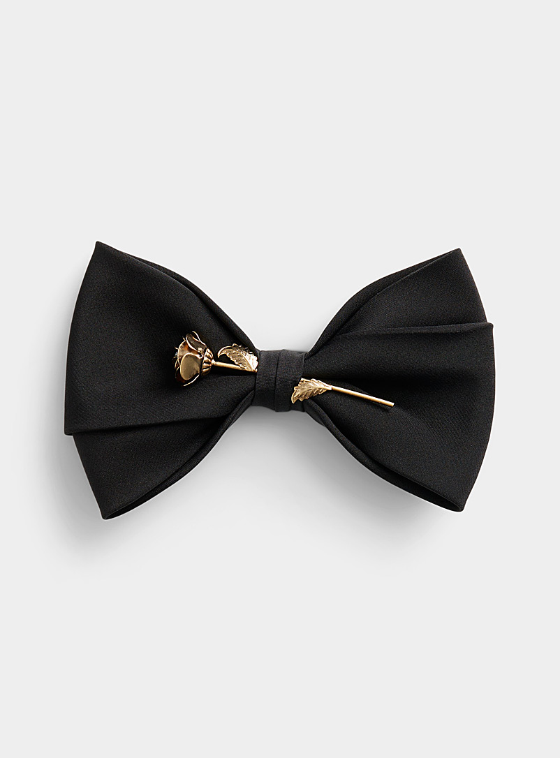 Mani del Sud Black Gold rose satiny bow tie for men