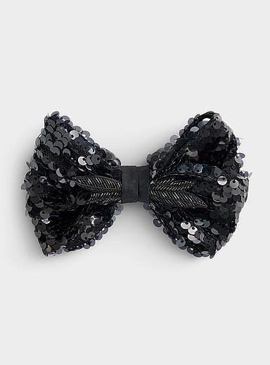 Sequined black bow tie