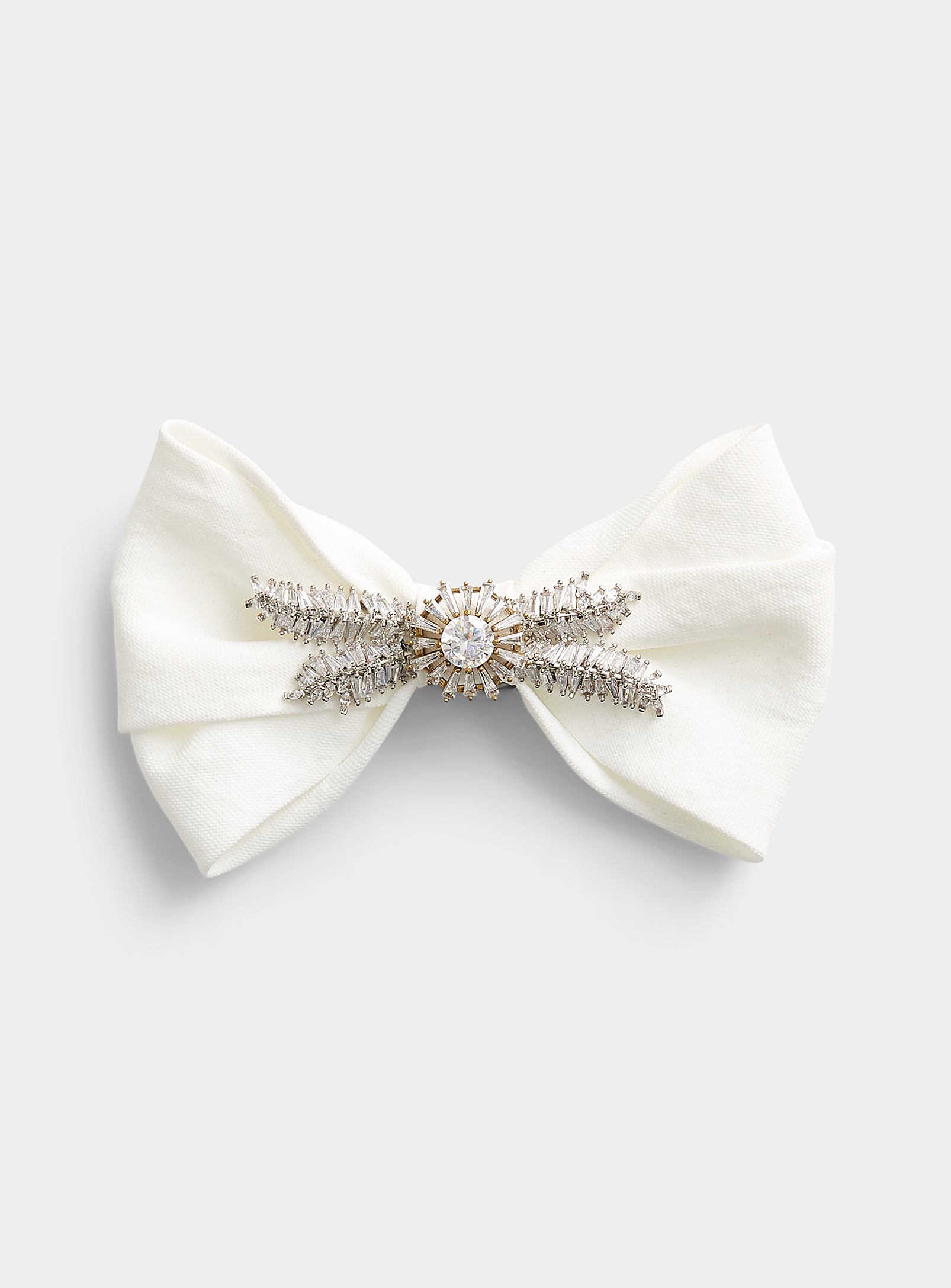 Mani del Sud - Men's Shiny leaf white bow tie