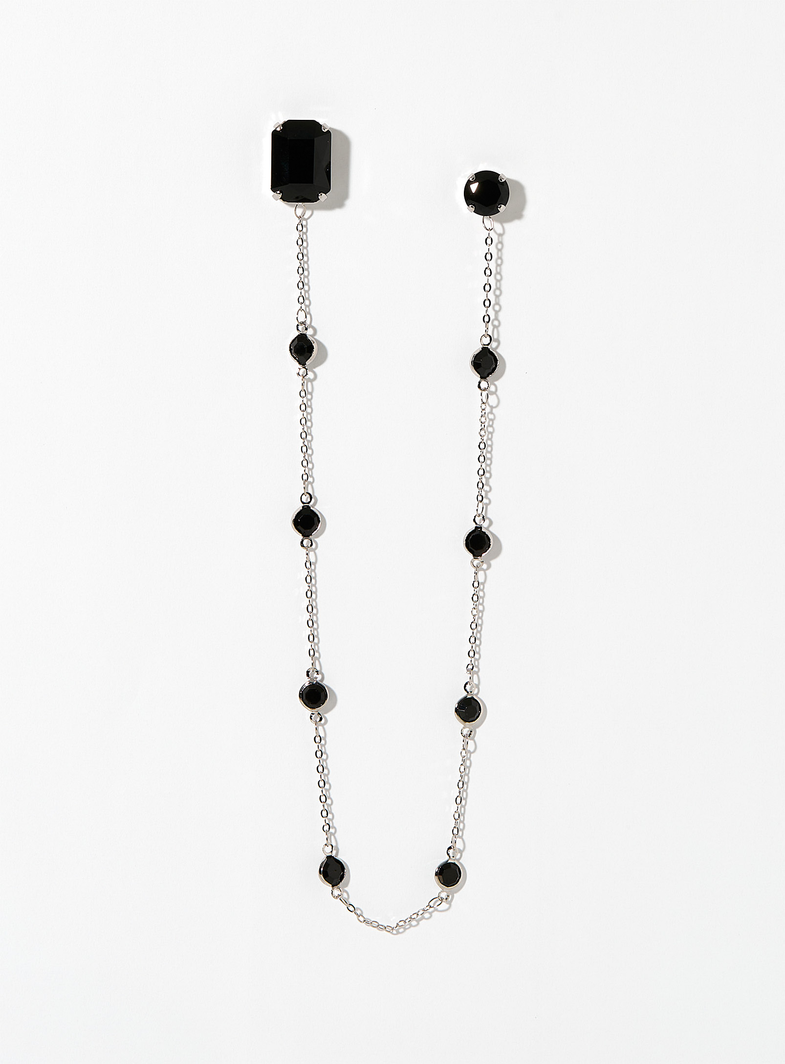 Mani del Sud - Men's Silver chain black crystal brooch