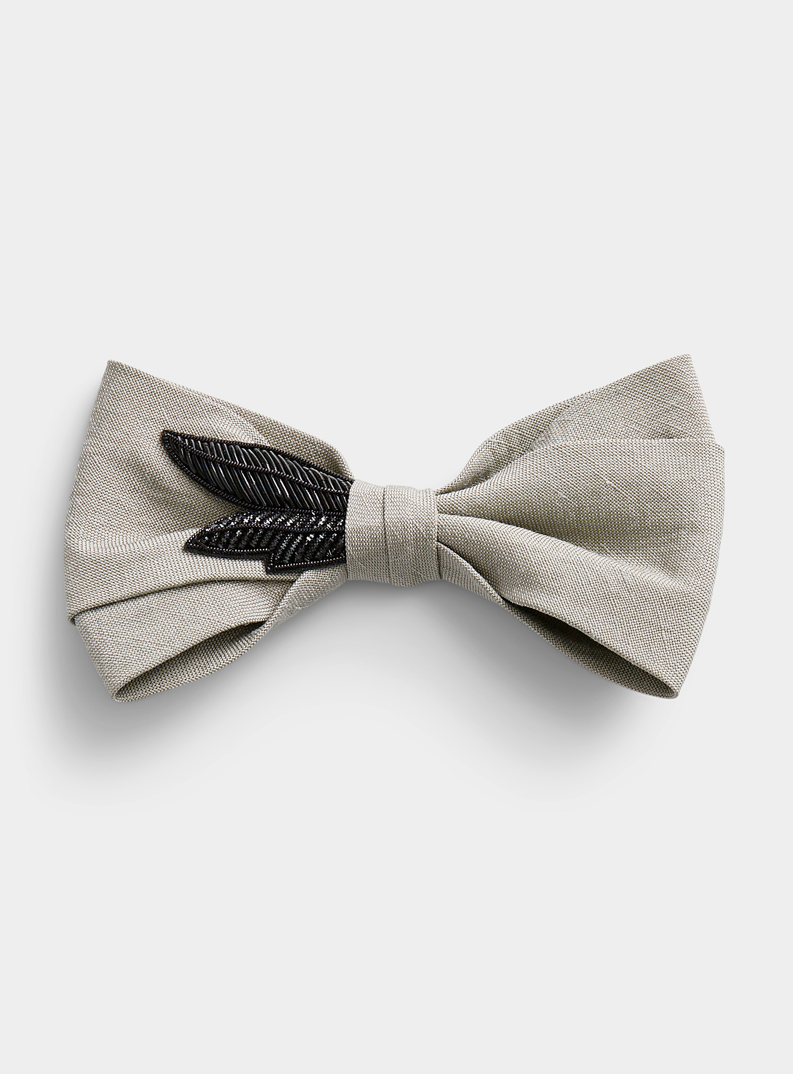 Mani del Sud - Men's Black foliage beige bow tie
