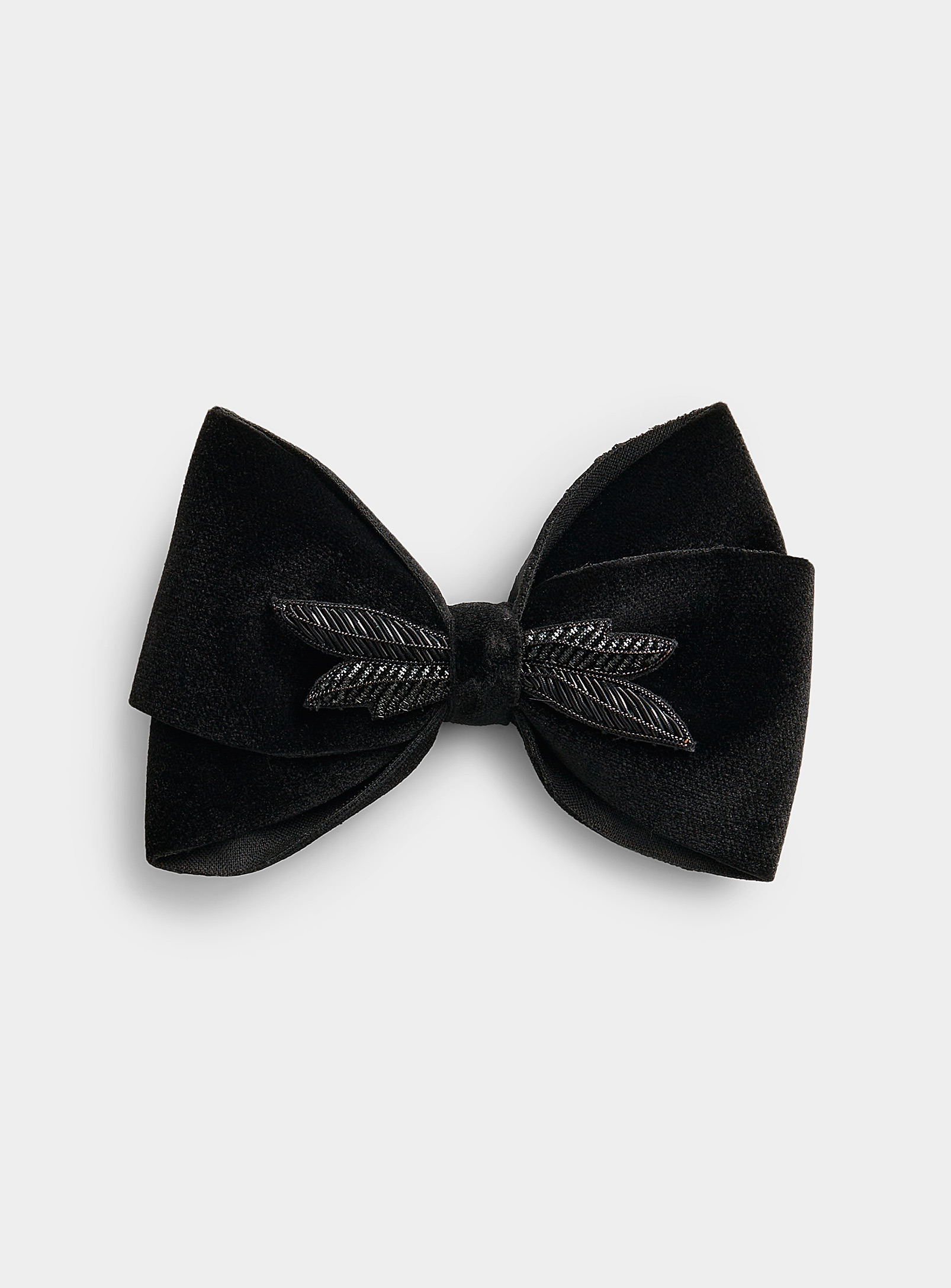Mani del Sud - Men's Tone-on-tone foliage black velvet bow tie