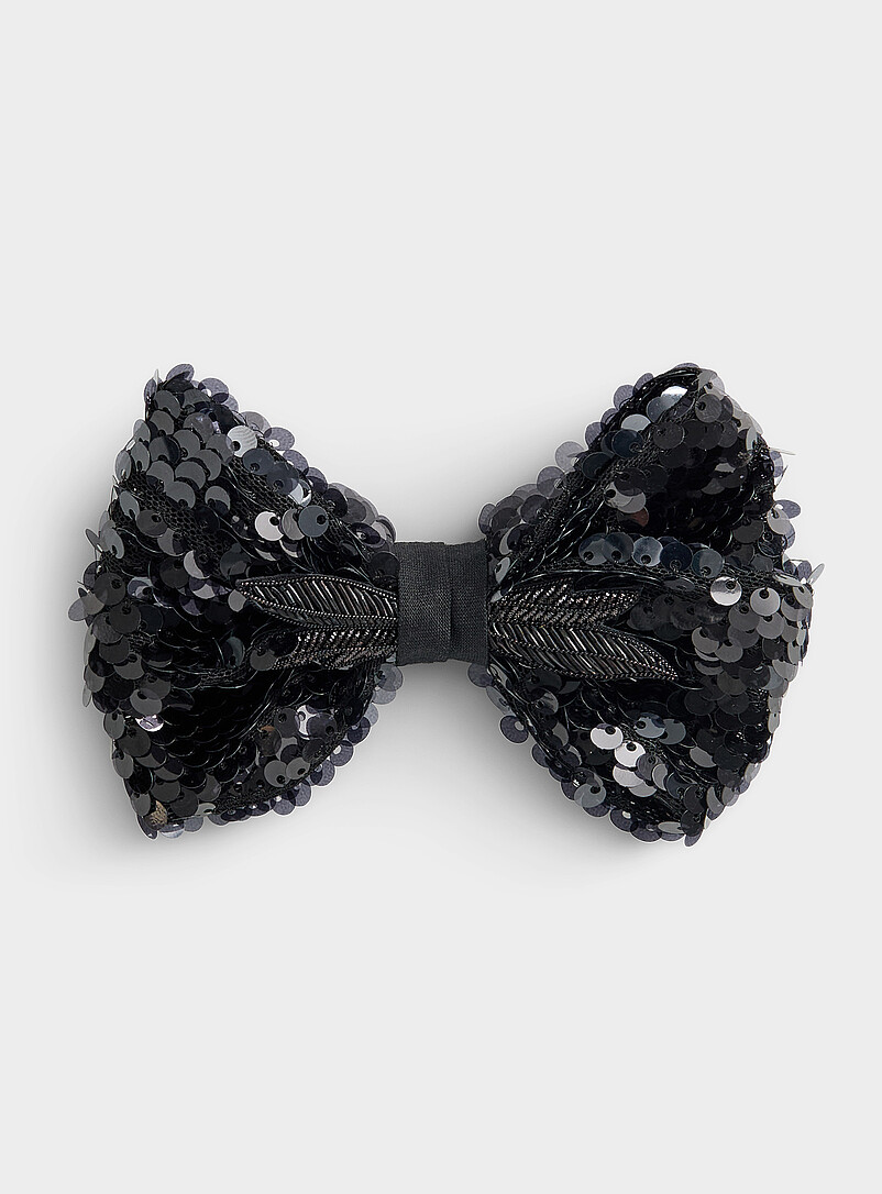 Sequined black bow tie product image (primary)