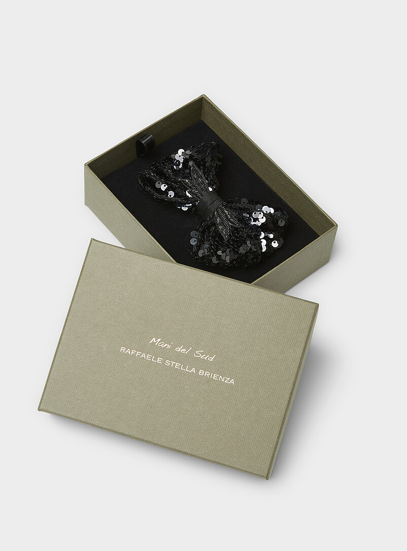 Sequined black bow tie product image 2