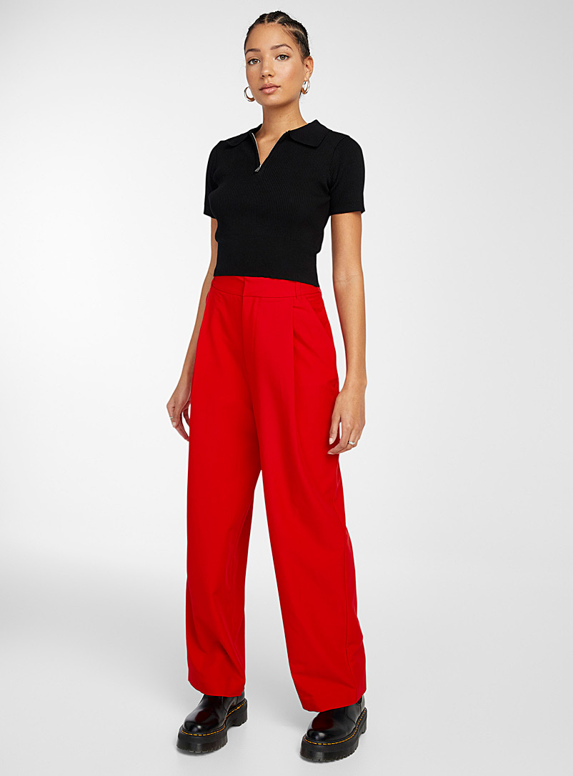 Twik Red Pleated loose pants for women