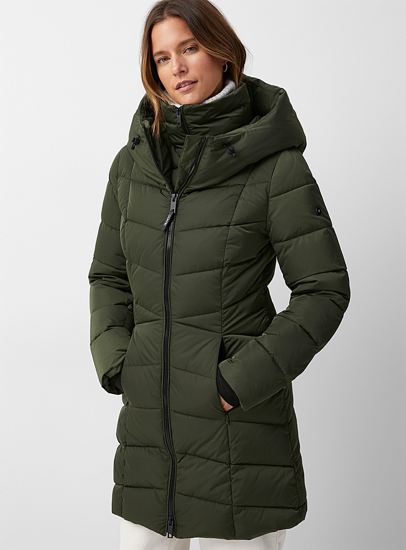 Ookpik Lime Green Macha fitted 3/4 puffer jacket for women
