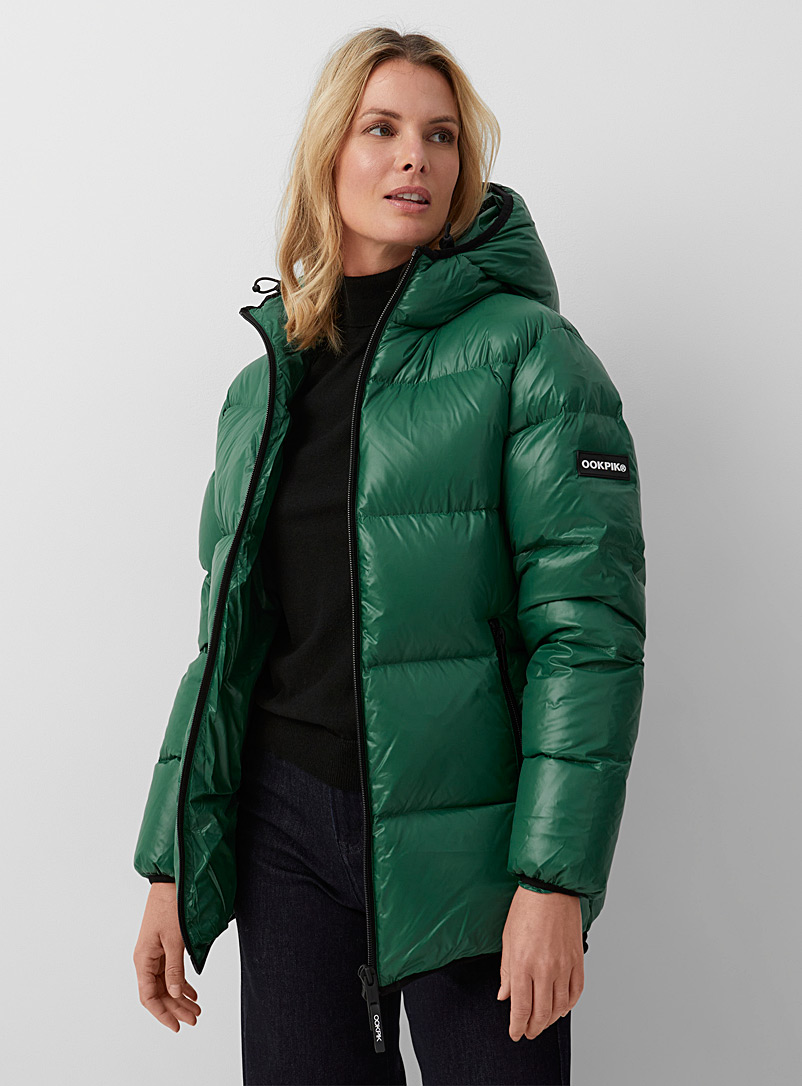 Ookpik Lime Green Jasper shiny puffer jacket for women