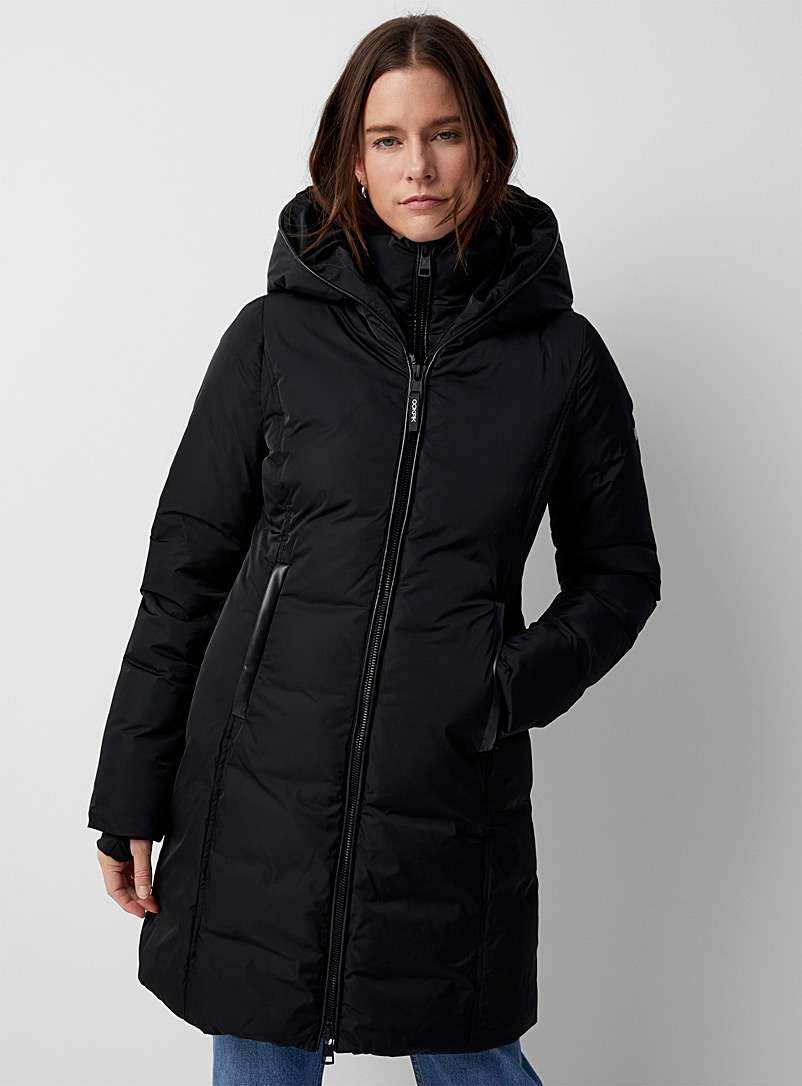 Ookpik Black Karla double-collar fitted puffer jacket for women