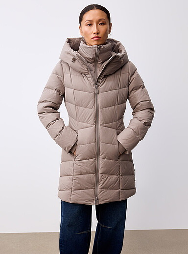 Ookpik: La doudoune ajust&eacute;e col double Macha Gris pour femme