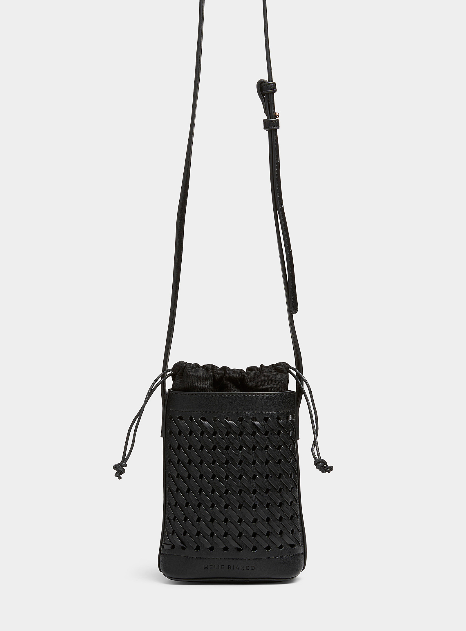 Melie Bianco Small Giada Laced Bucket Bag In Black