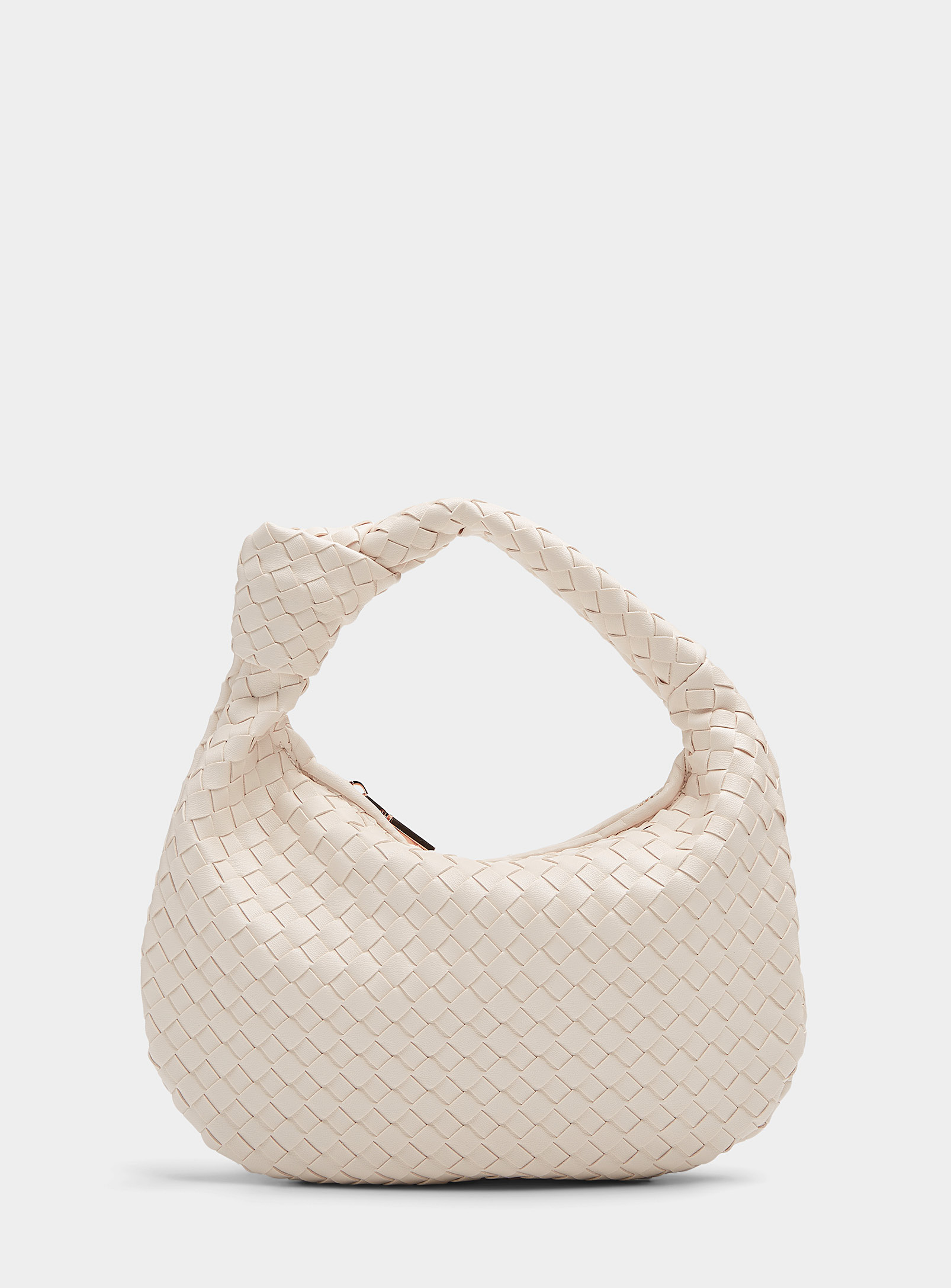 Melie Bianco Small Drew Knot-handle Braided Bag In White