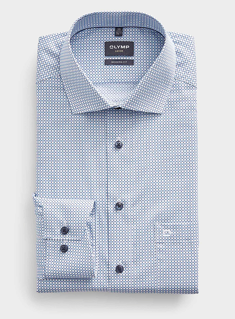 Olymp Blue Blue geometric dot shirt Comfort fit for men