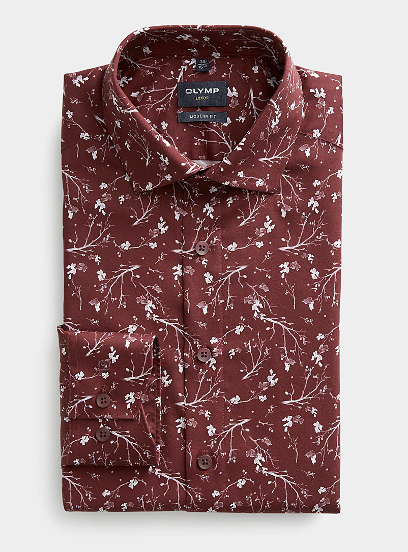 Olymp Ruby Red Festive bouquet shirt Modern fit for men