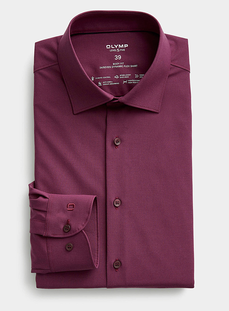 Olymp Dark Crimson Colourful performance shirt Semi-slim fit for men