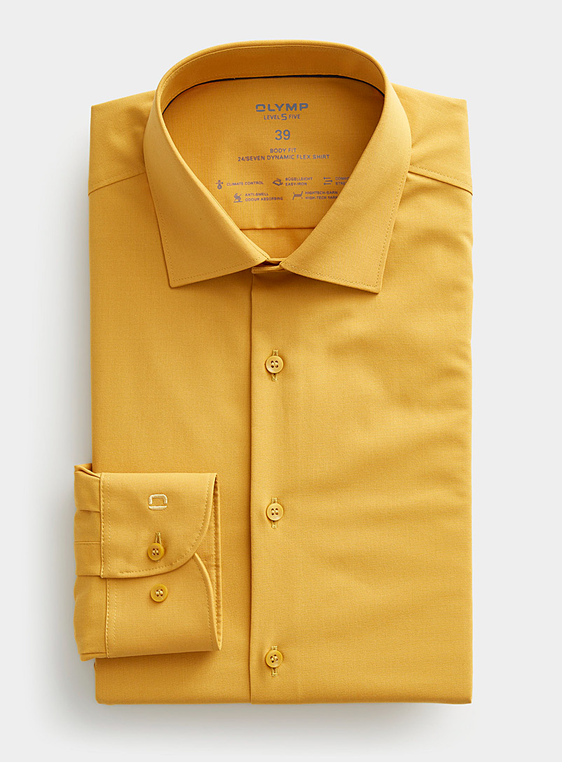 Olymp Light Yellow Colourful performance shirt Semi-slim fit for men