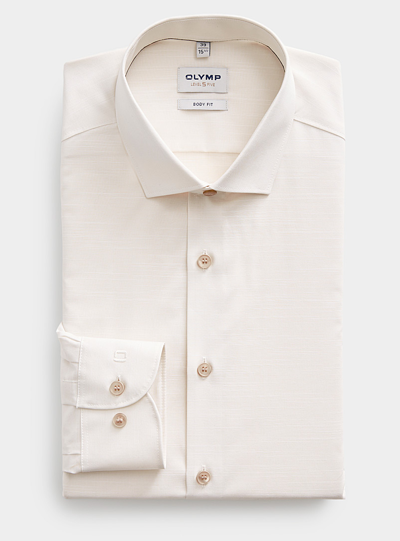 Olymp Ivory/Cream Beige Semi-plain ivory shirt Modern fit for men