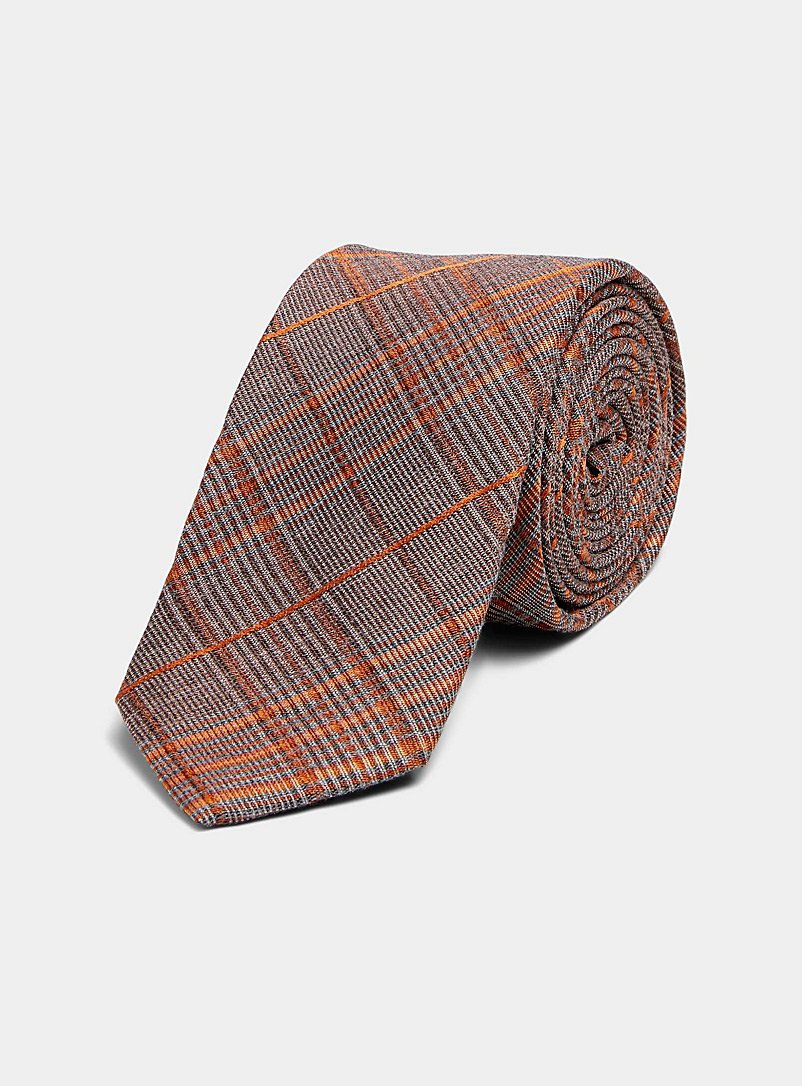 Olymp Light Brown Check stripe tie for men