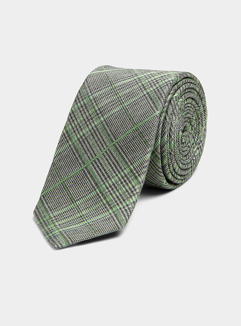 Olymp Green Check stripe tie for men