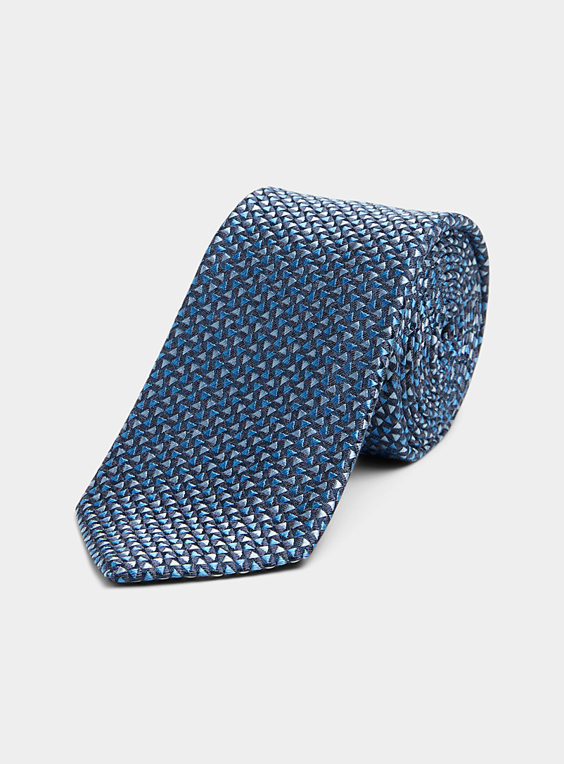 Olymp Dark Blue Optical check tie for men
