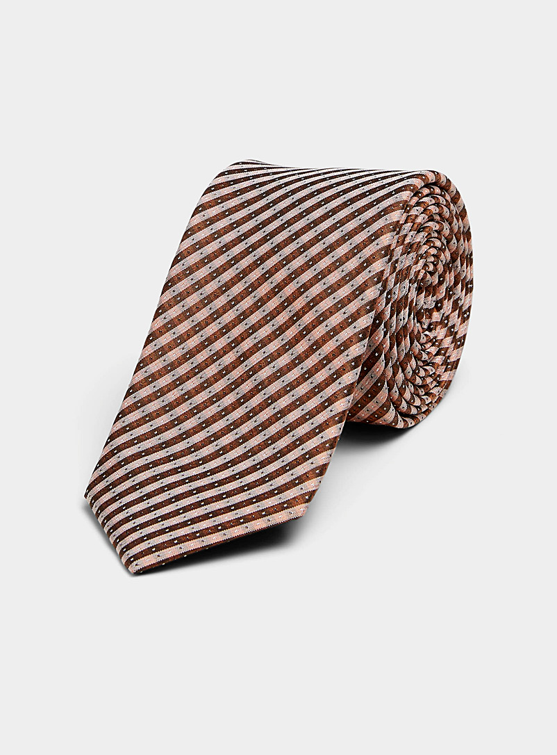 Olymp Brown Dotted stripe tie for men