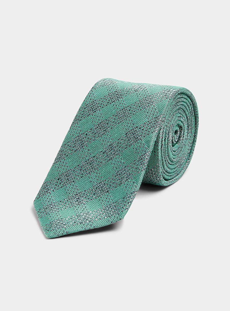 Olymp Green Irregular check tie for men