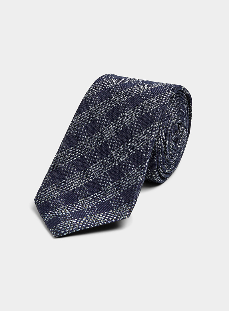 Olymp Blue Irregular check tie for men