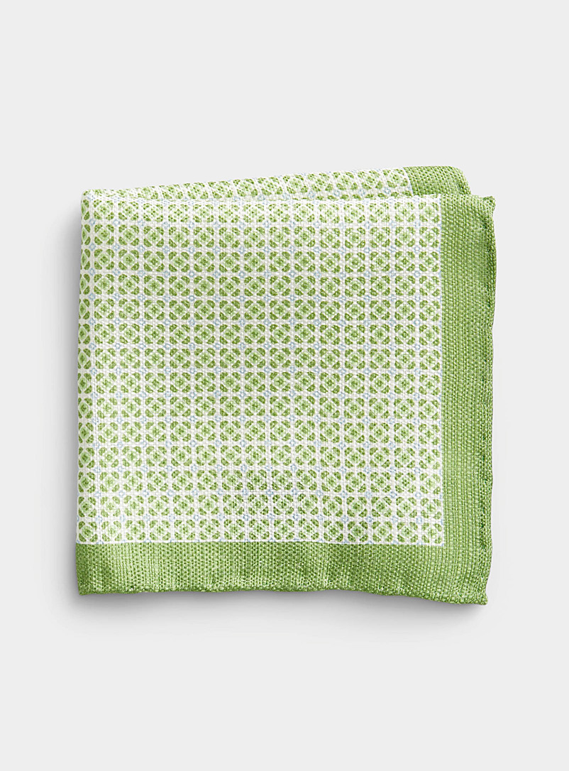 Olymp Lime Green Geo floral pocket square for men