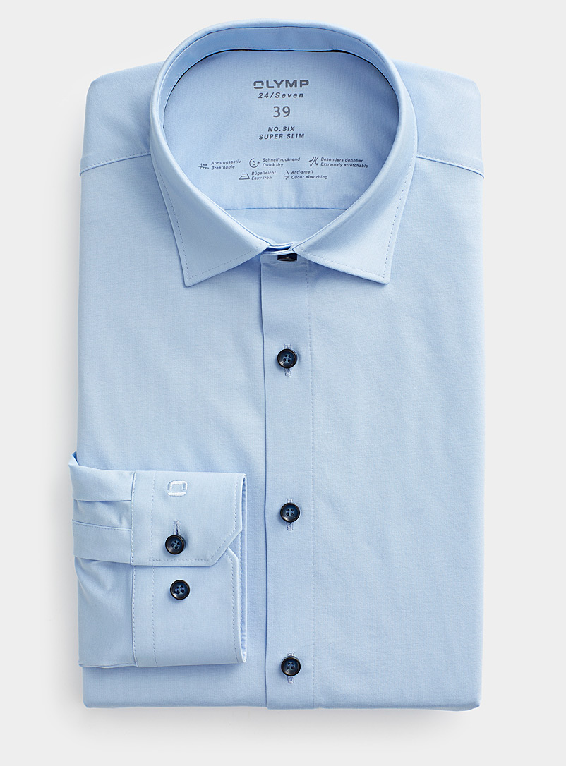 Olymp Baby Blue White jersey shirt Extra slim fit for men