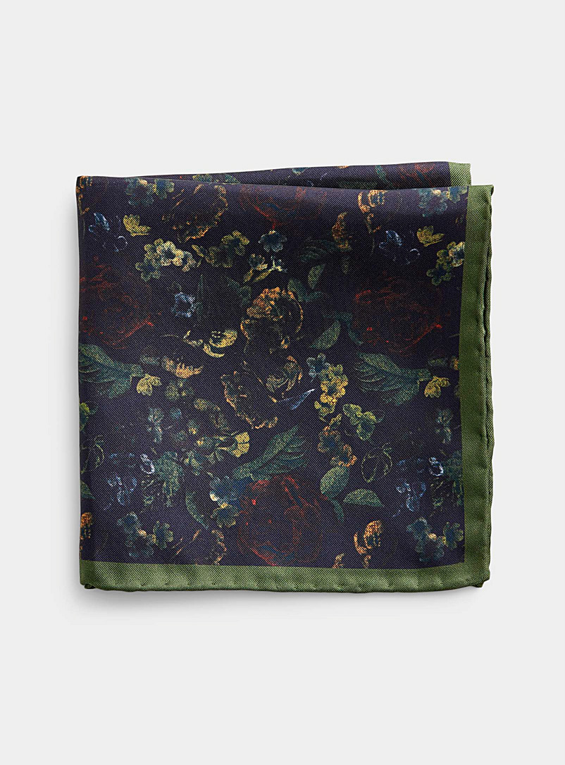 Olymp Mossy Green Nocturnal blossom pocket square for men