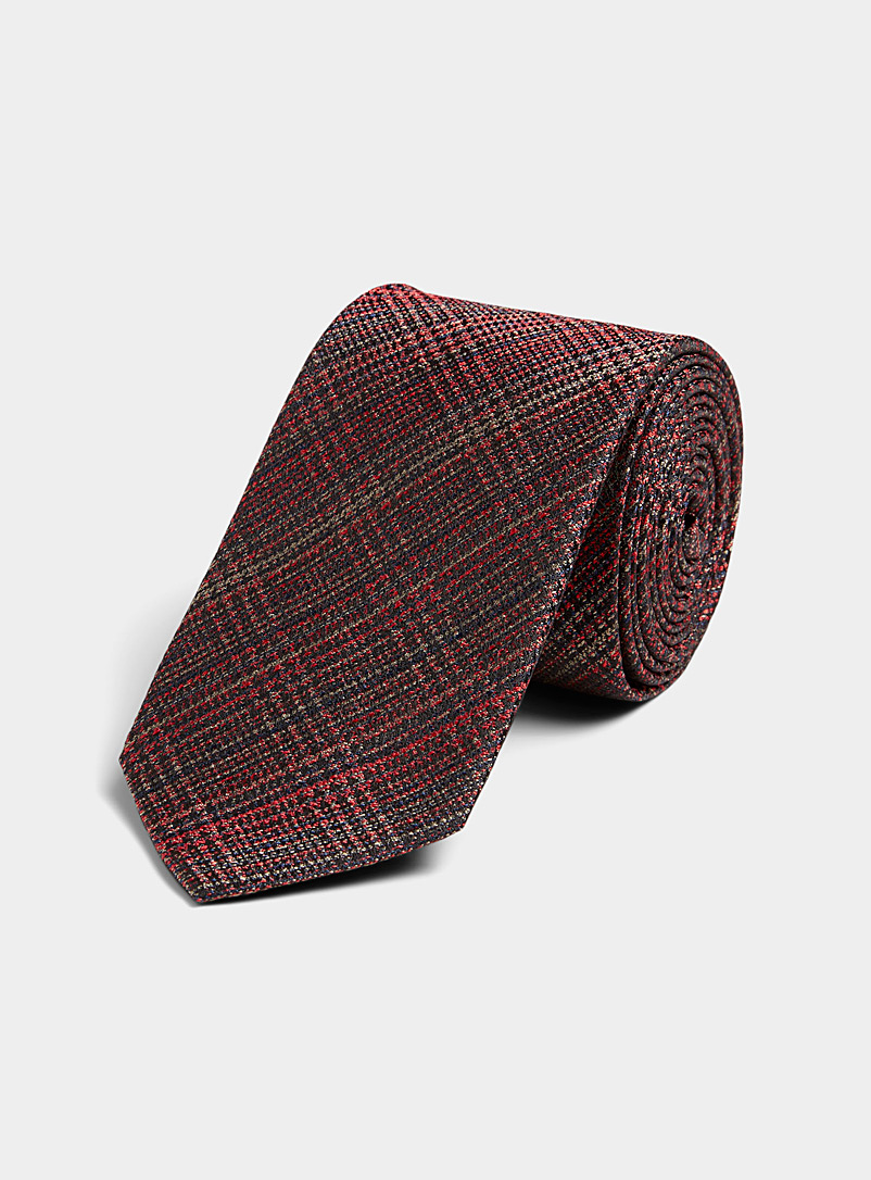 Olymp Red Shimmering plaid tie for men