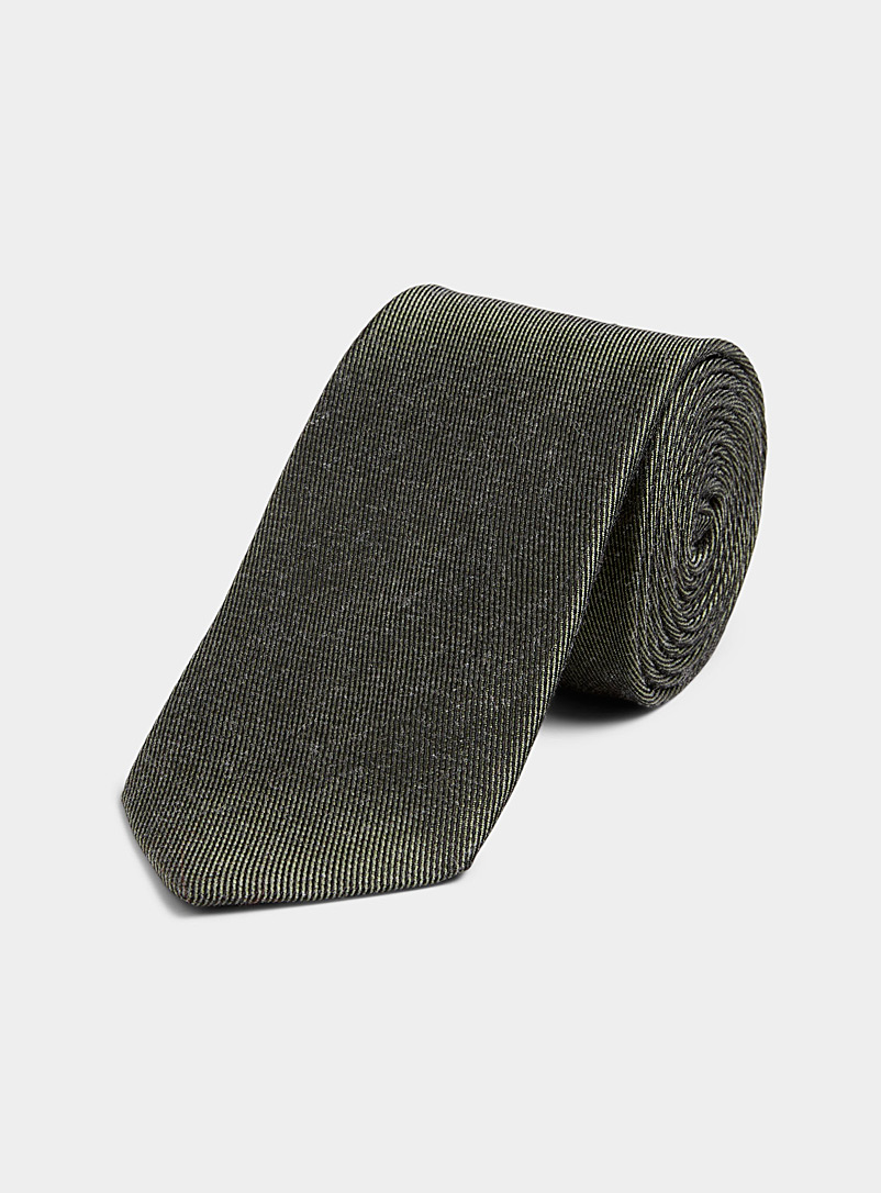 Olymp: La cravate twill faux uni Vert foncé-mousse-olive pour homme