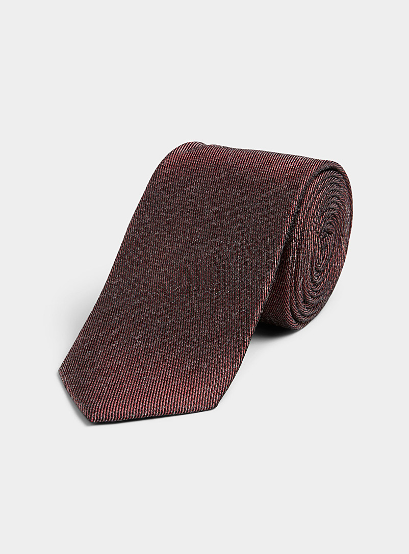 Olymp: La cravate twill faux uni Rouge foncé-vin-rubis pour homme