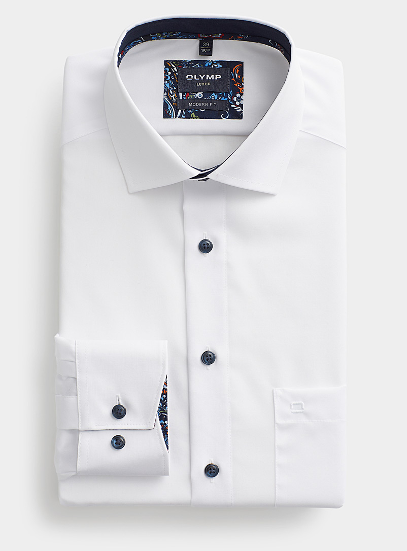 Olymp White Patch pocket solid shirt Modern fit for men