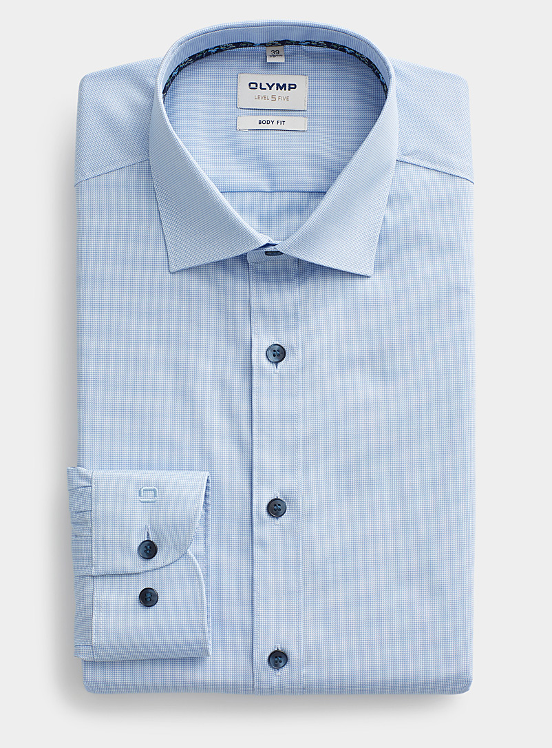 Olymp Baby Blue Micro-check shirt Semi-slim fit for men