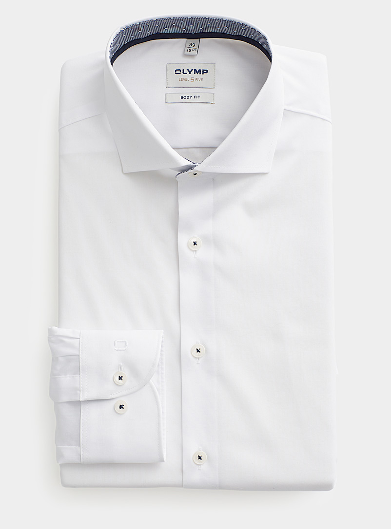 Olymp White White stretch shirt Semi-slim fit for men