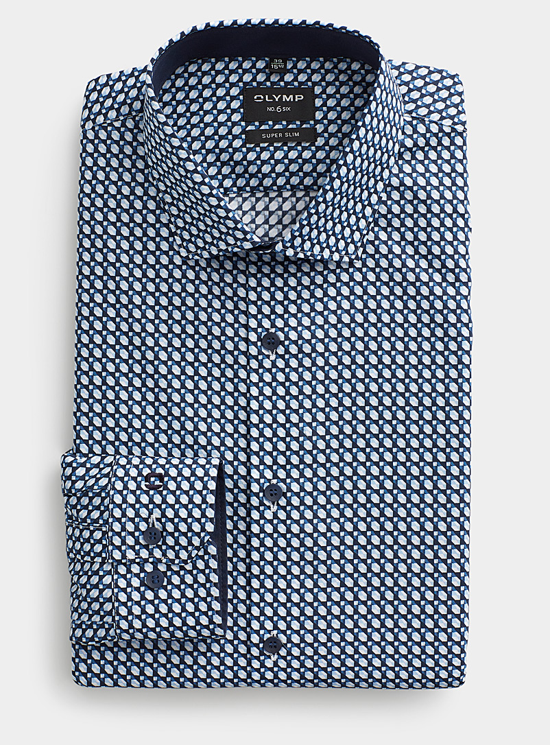 Olymp Patterned blue Geometric dot shirt Extra slim fit for men