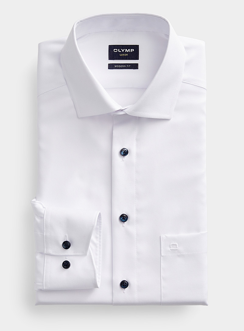 Olymp White Contrast button white shirt Comfort fit for men